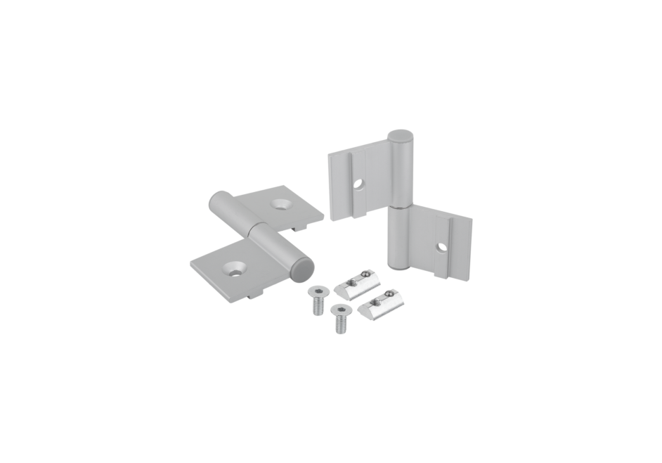 Charnières en aluminium, internes, avec rebord